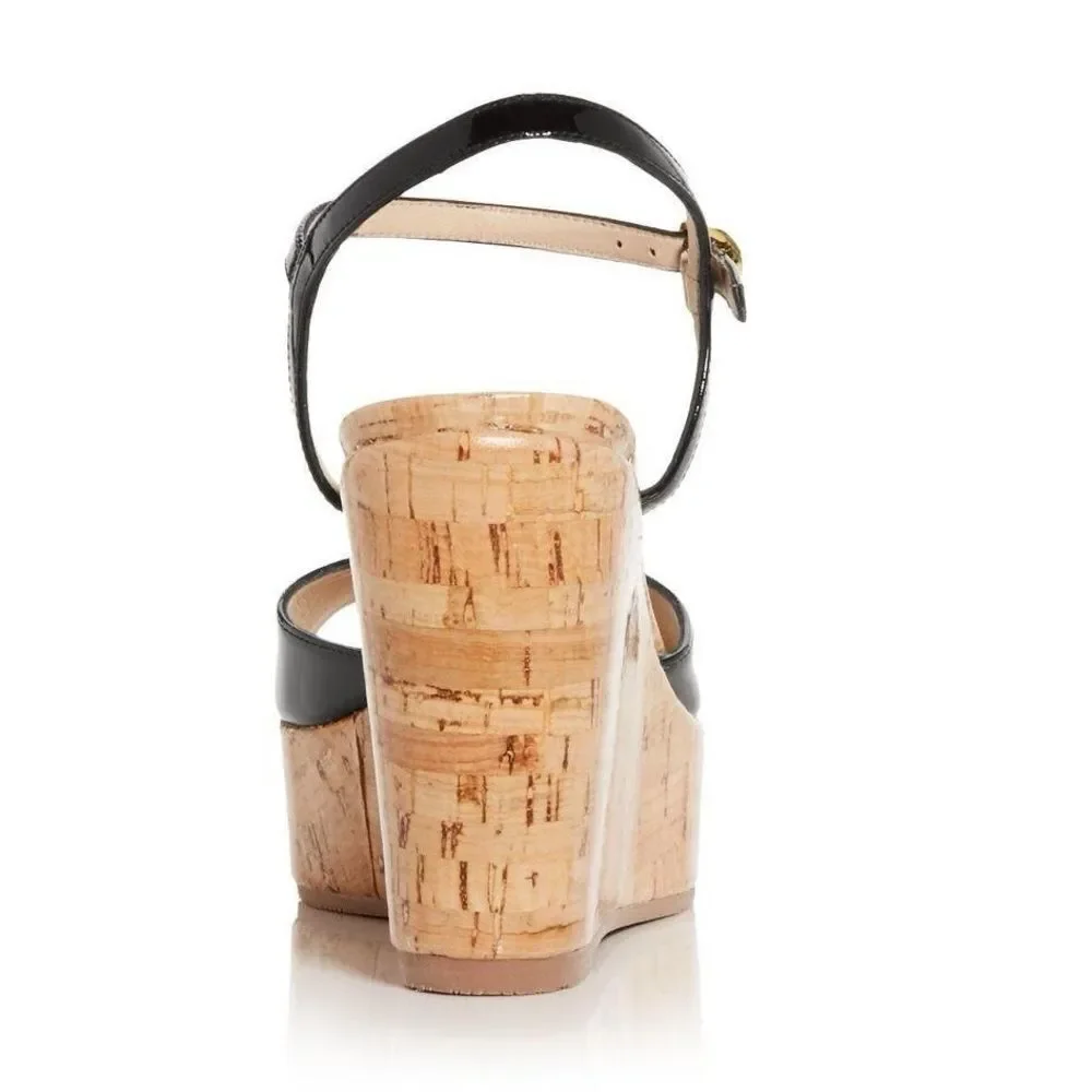 Stuart Weitzman Palmina Platform Wedge Sandals, Black, NWT, Size 37.5/7 - Picture 5 of 12